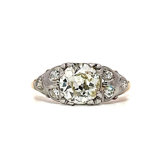 1.35 Vintage Retro European Diamond Engagement Ring