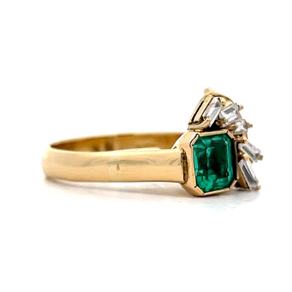 .60 Bezel Emerald & Diamond Cocktail Ring in 18k Yellow Gold