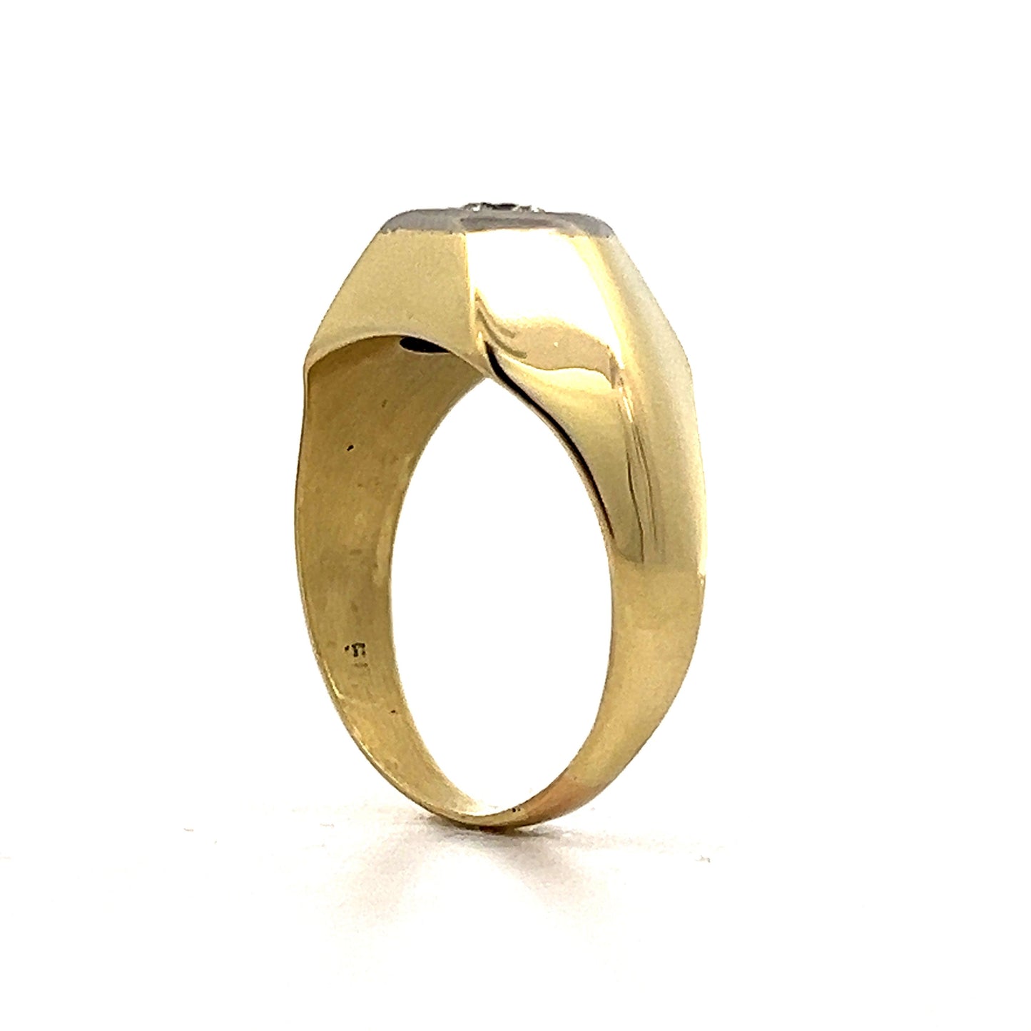 Mens Vintage Diamond Flush Ring in 14k Yellow Gold