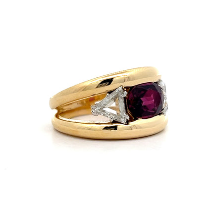 1.60 Ruby & Diamond Cocktail Ring in 18k Yellow Gold