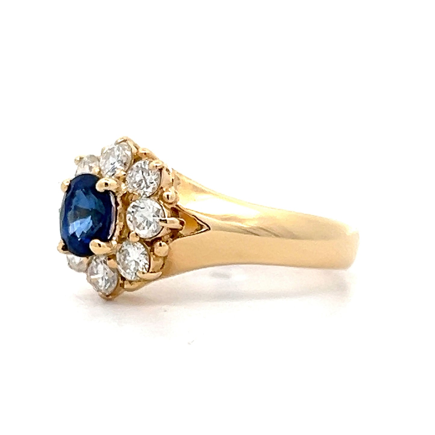.50 Oval Sapphire & Diamond Cluster Ring in 18k Yellow Gold