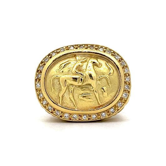 Horseback Motif Diamond Cocktail Ring in 20k Yellow Gold