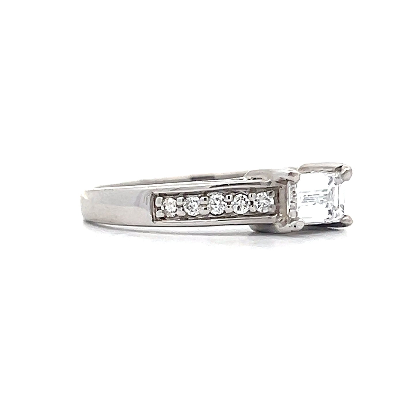 .46 Emerald Cut Diamond Engagement Ring in White Gold