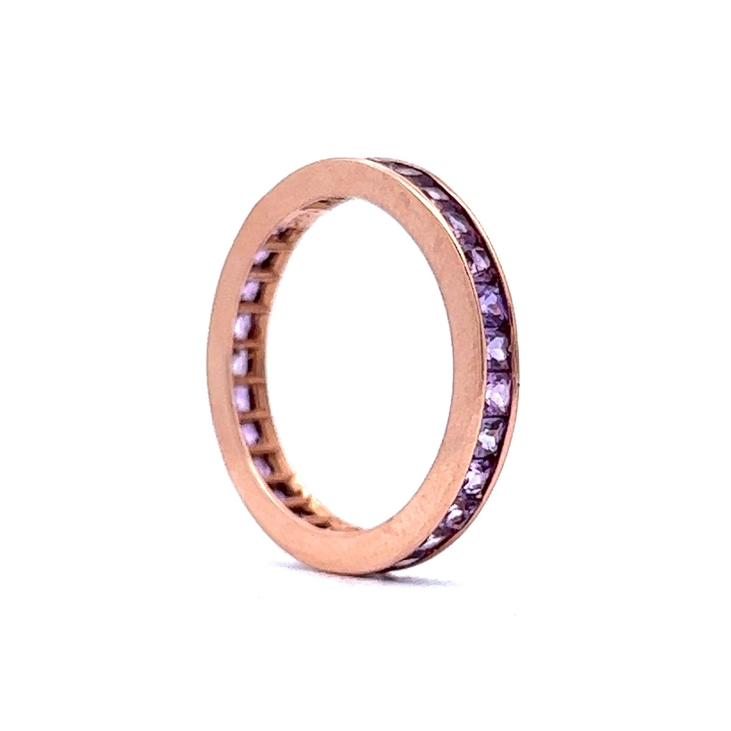 2.25 Purple Sapphire Eternity Wedding Band in 14k Rose Gold