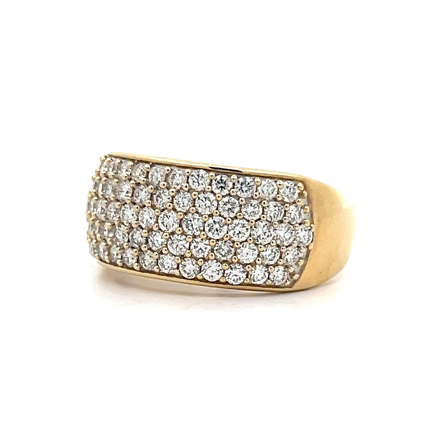 Low Profile Diamond Cocktail Ring in 14k Yellow Gold