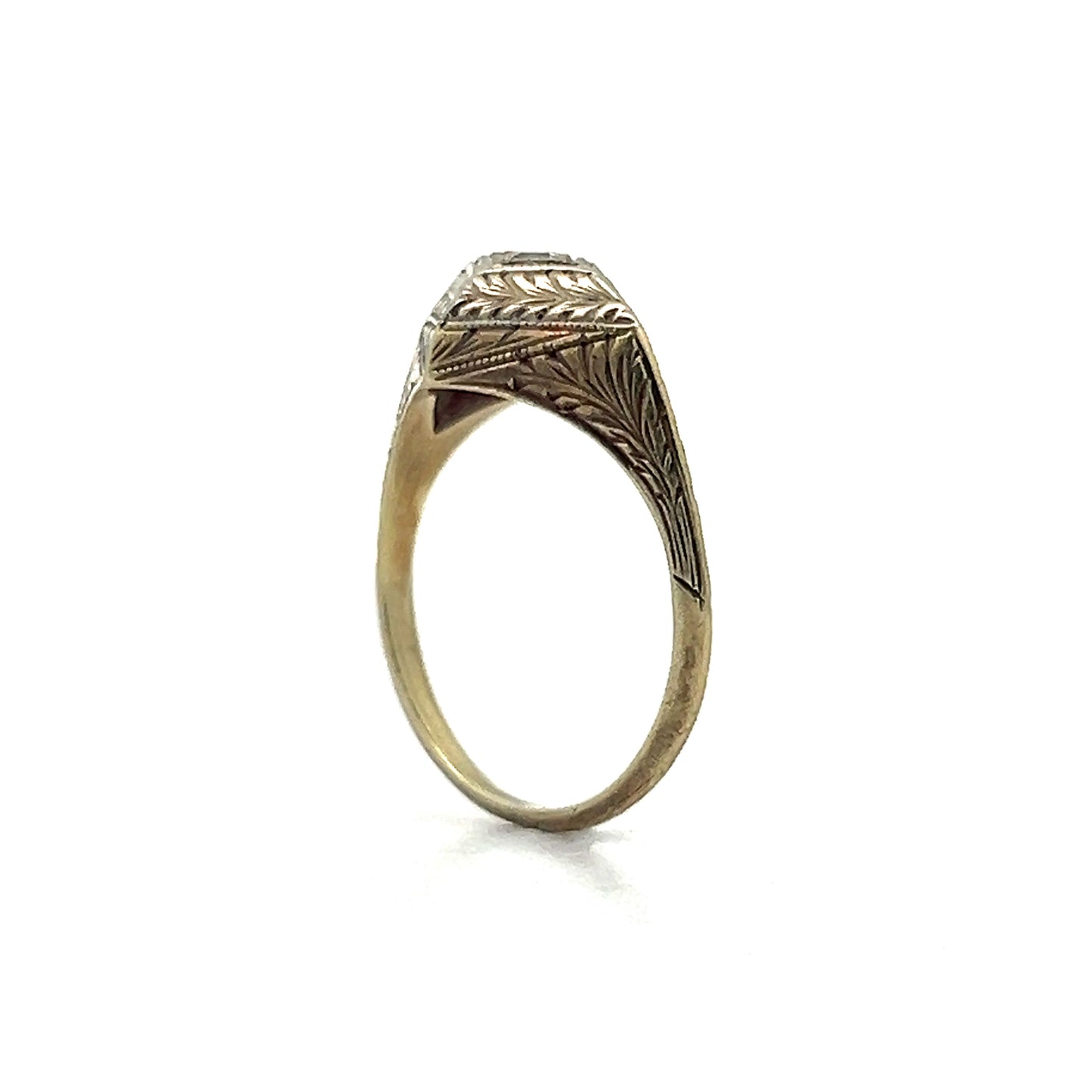 .12 Retro Diamond Engagement Ring in Yellow & White Gold