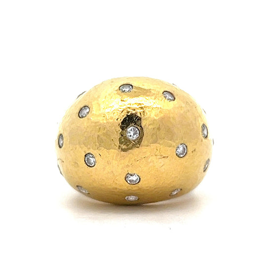 Elizabeth Locke Diamond Dome Ring in 19k Yellow Gold