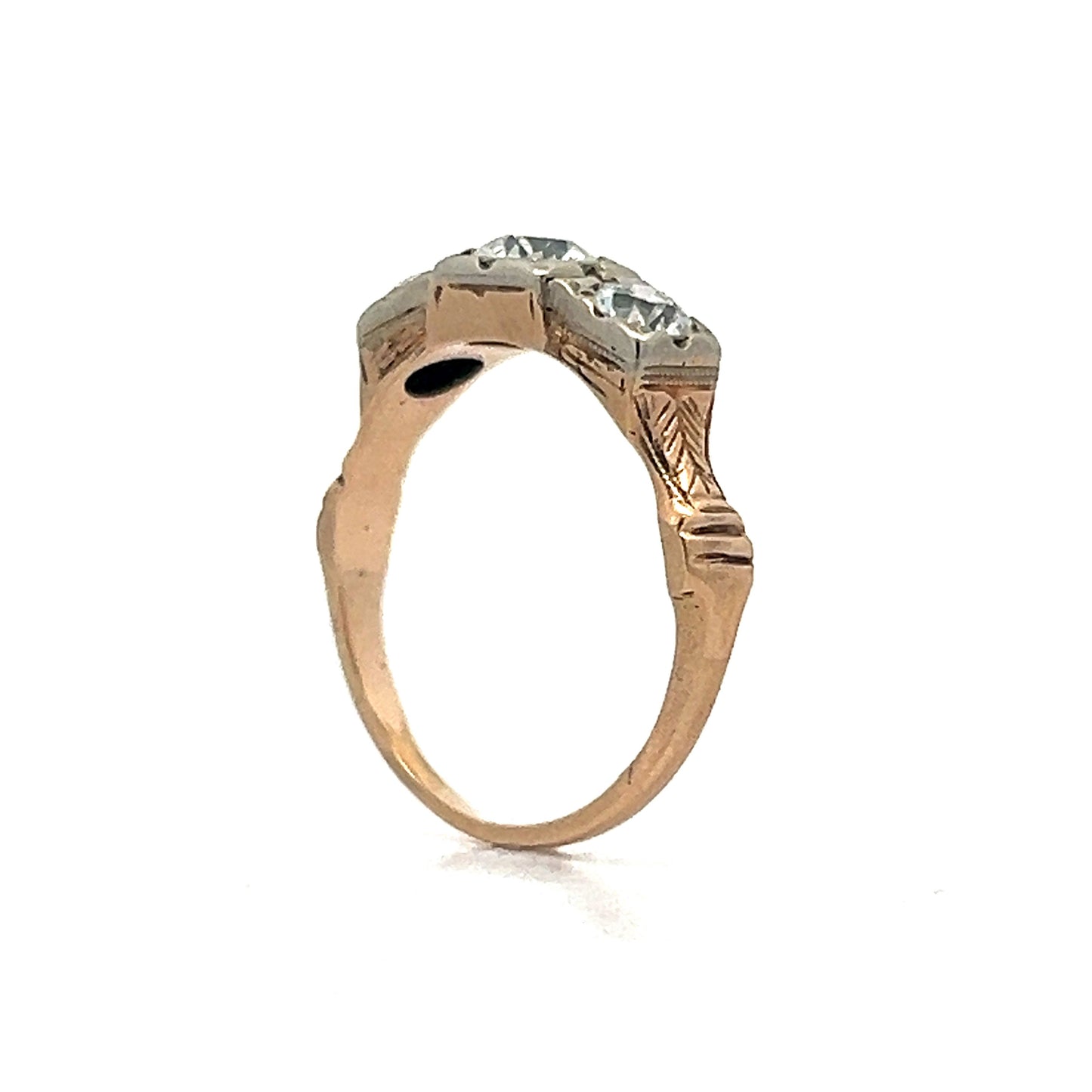 .80 Retro Old European Diamond Three Stone Engagement Ring