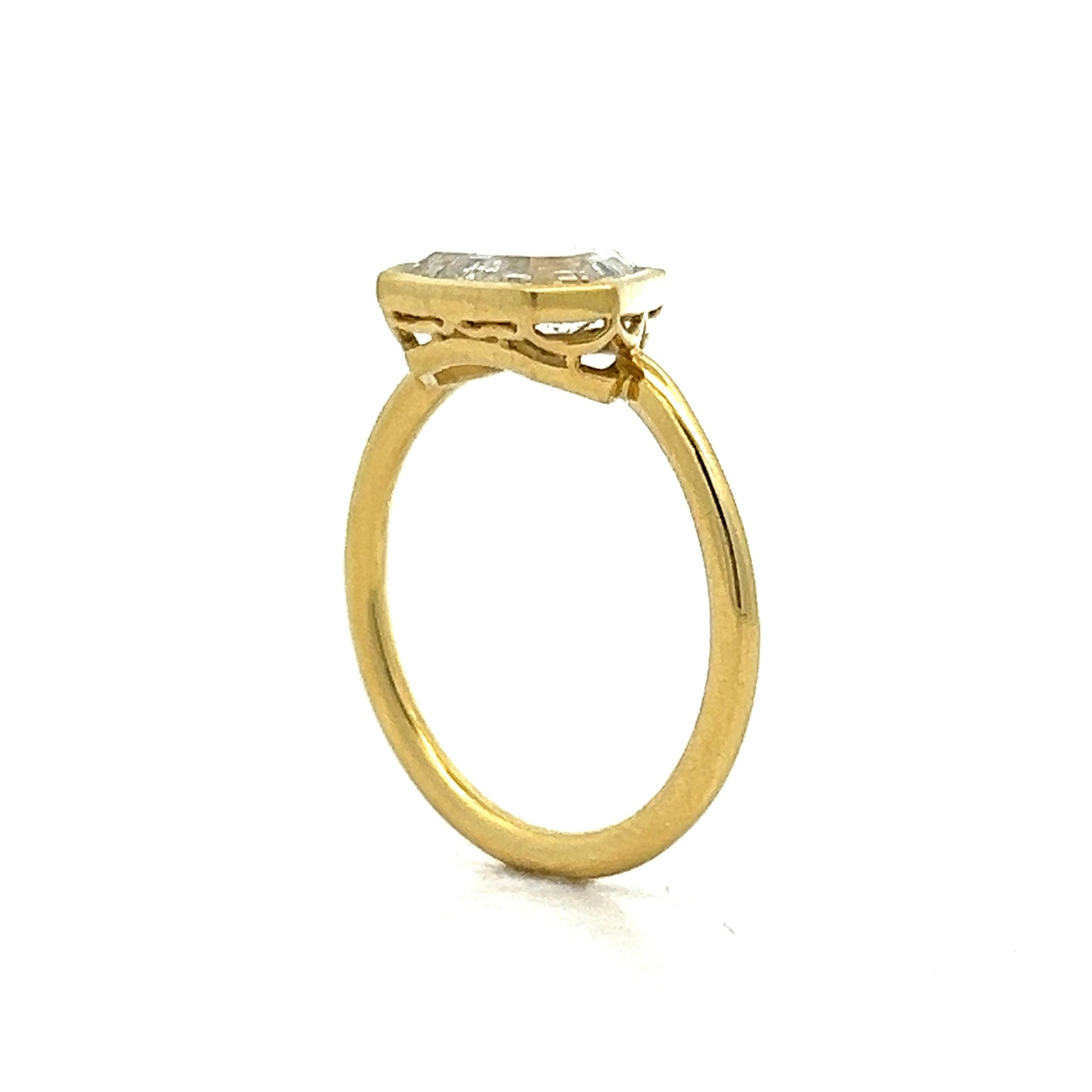 2.01 Portrait Cut Diamond Engagement Ring 18k Yellow Gold
