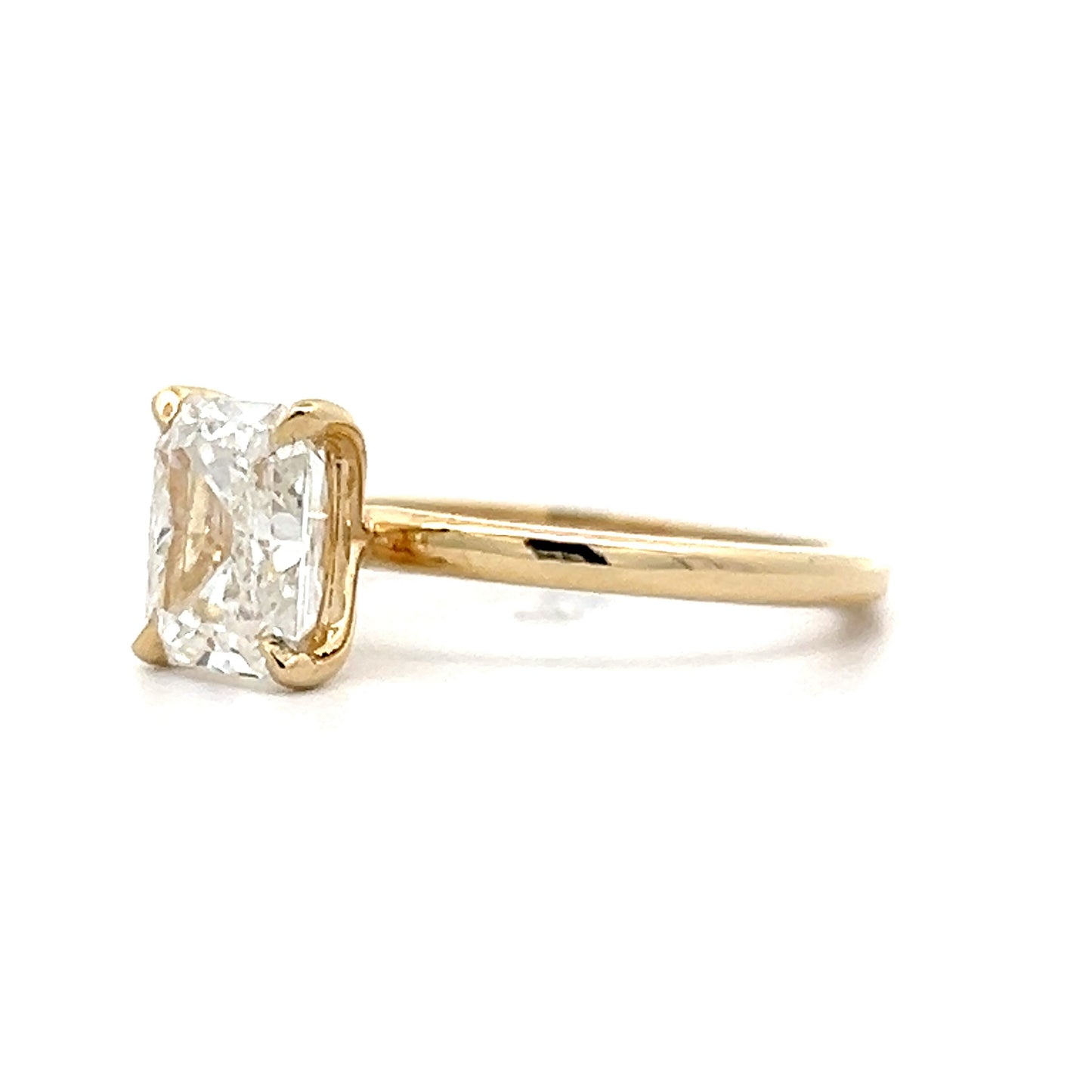 1.90 Radiant Cut Diamond Engagement Ring in Yellow Gold