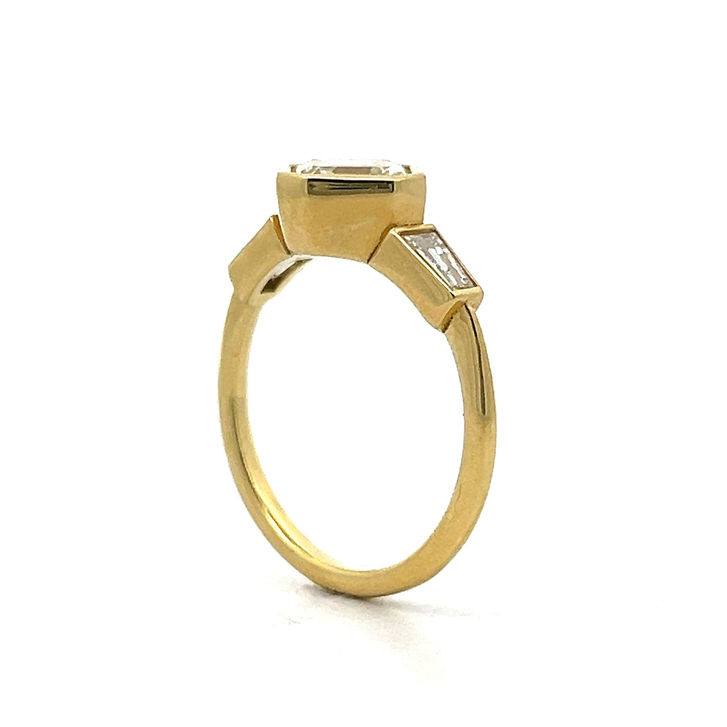 1.71 Asscher Bezel Engagement Ring in 18k Yellow Gold