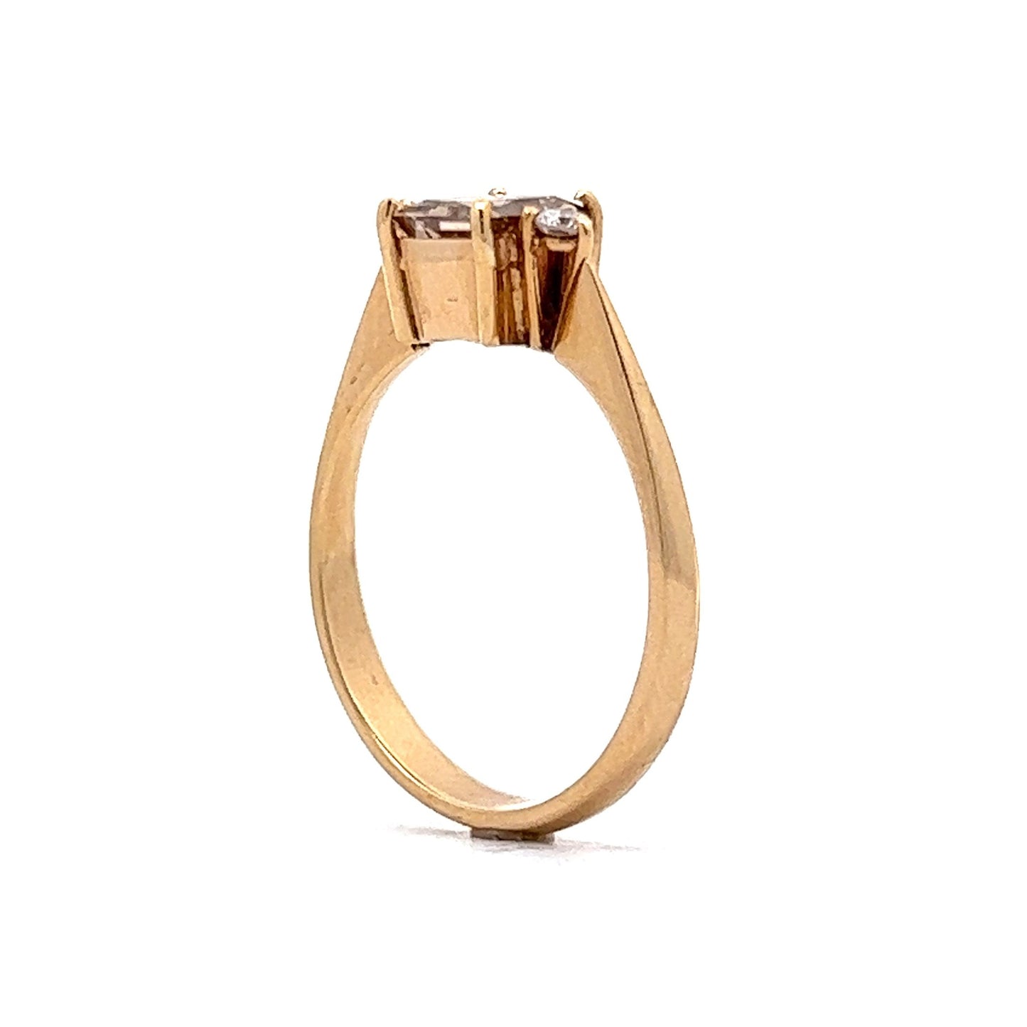 1.01 Princess Cut Diamond Three Stone Engagement Ring in 18k Yellow Gold