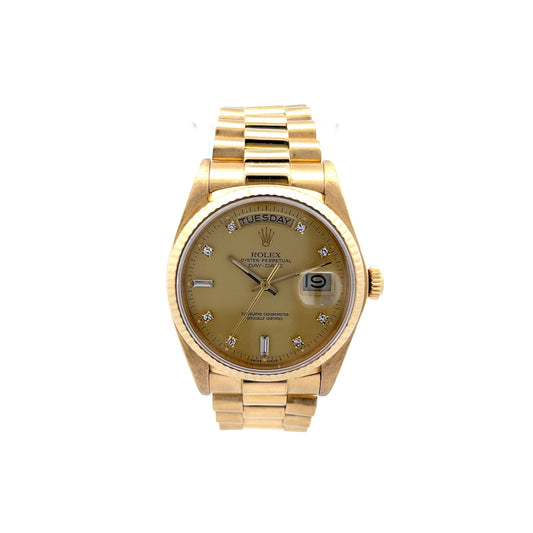 Rolex President Day-Date Diamond Dial Ref 18038 in 18k Yellow Gold