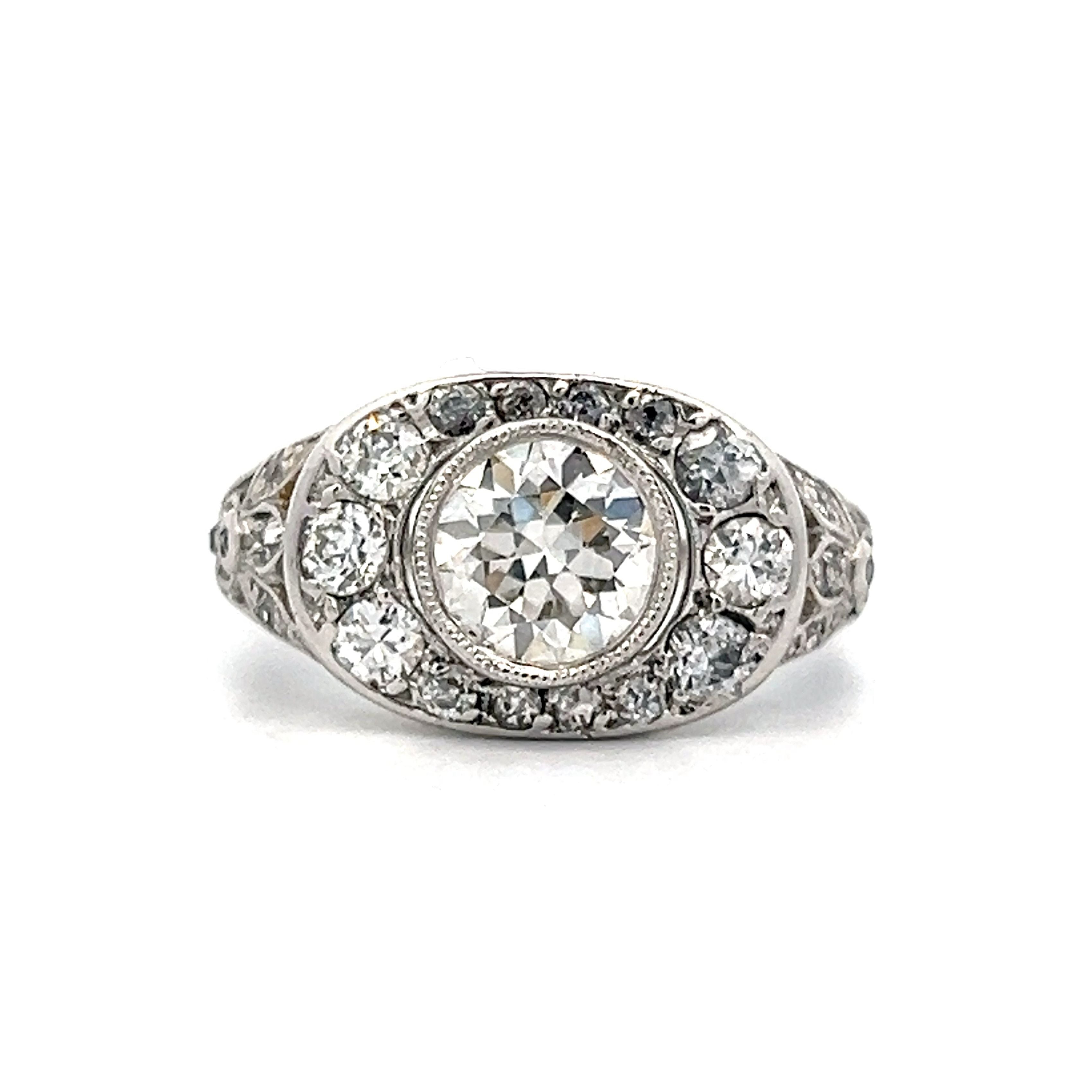 1.04 Art Deco Diamond Bezel Engagement Ring in Platinum – Filigree Jewelers