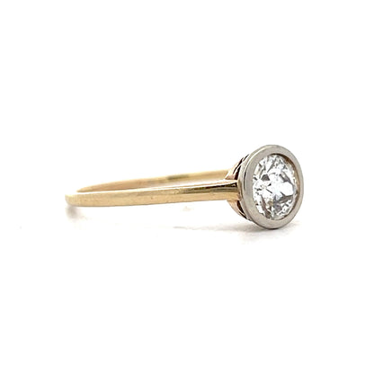 .72 Vintage Solitaire Bezel Diamond Engagement Ring in 18k