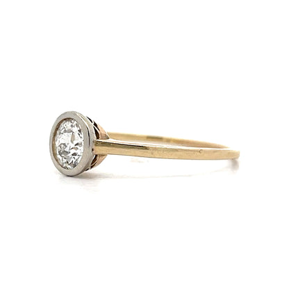 .72 Vintage Solitaire Bezel Diamond Engagement Ring in 18k