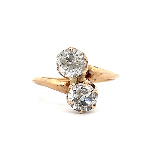 Victorian Diamond Toi Et Moi Engagement Ring in 10k Yellow Gold