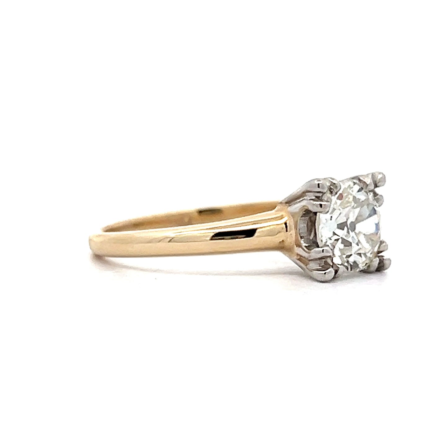1.54 Retro Diamond Solitaire Engagement Ring in 14k Yellow & White Gold