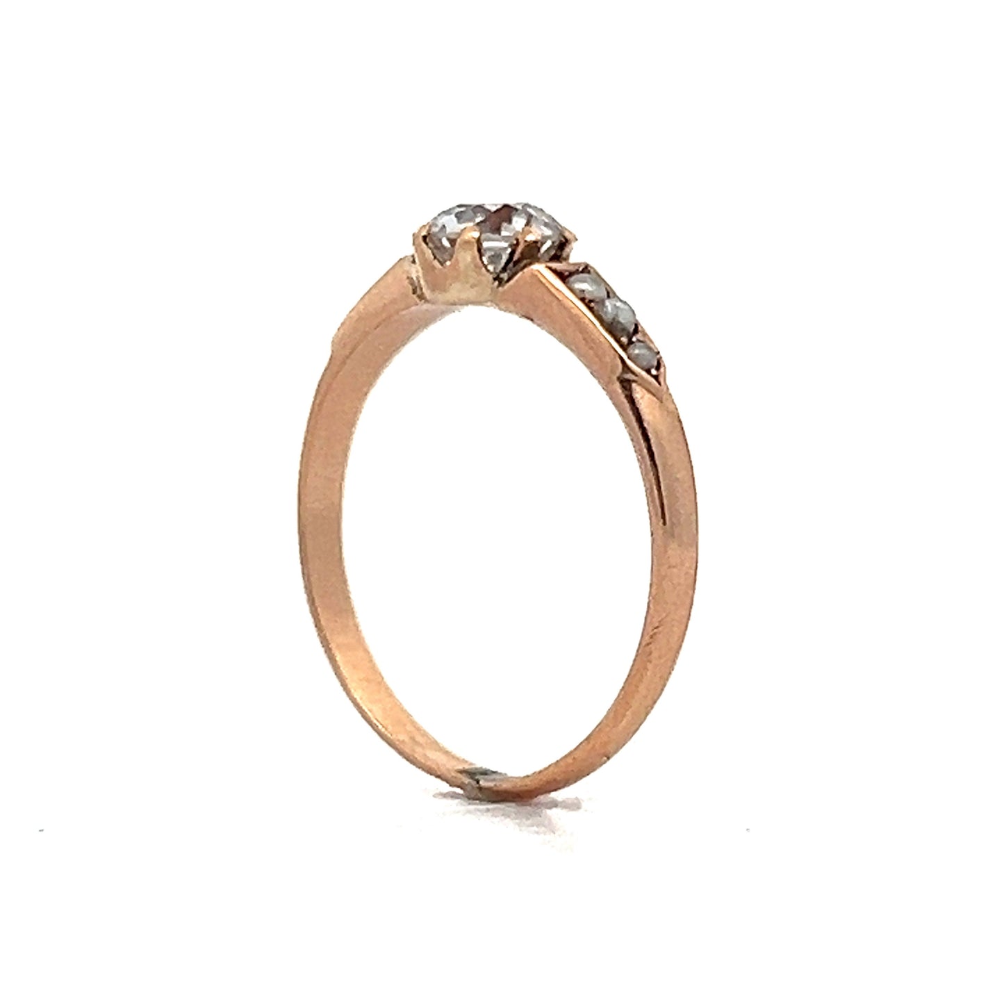 .54 Antique Diamond & Seed Pearl Ring in Rose Gold