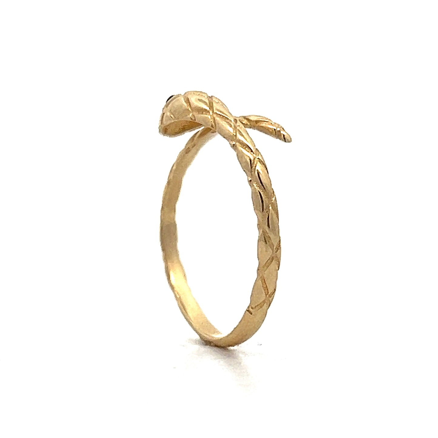 .02 Emerald Stacking Snake Ring in 14k Yellow Gold