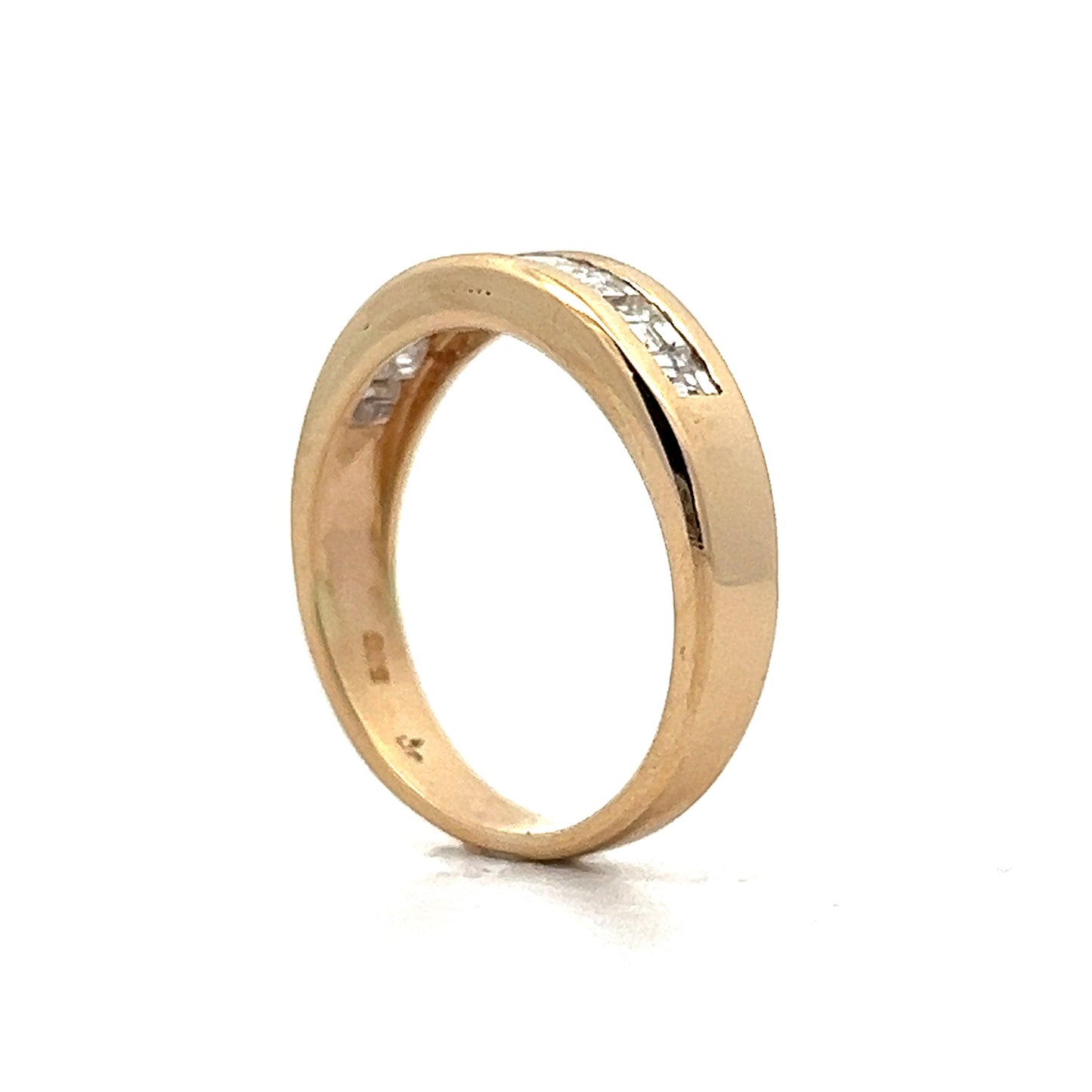 .59 Asscher Cut Diamond Wedding Band in Yellow Gold