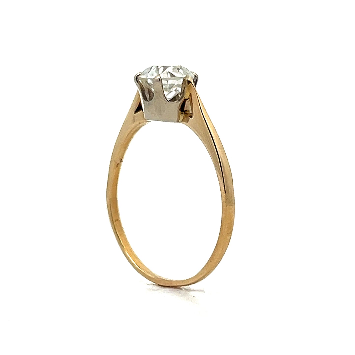 1.09 Antique Old European Solitaire Engagement Ring in Yellow Gold
