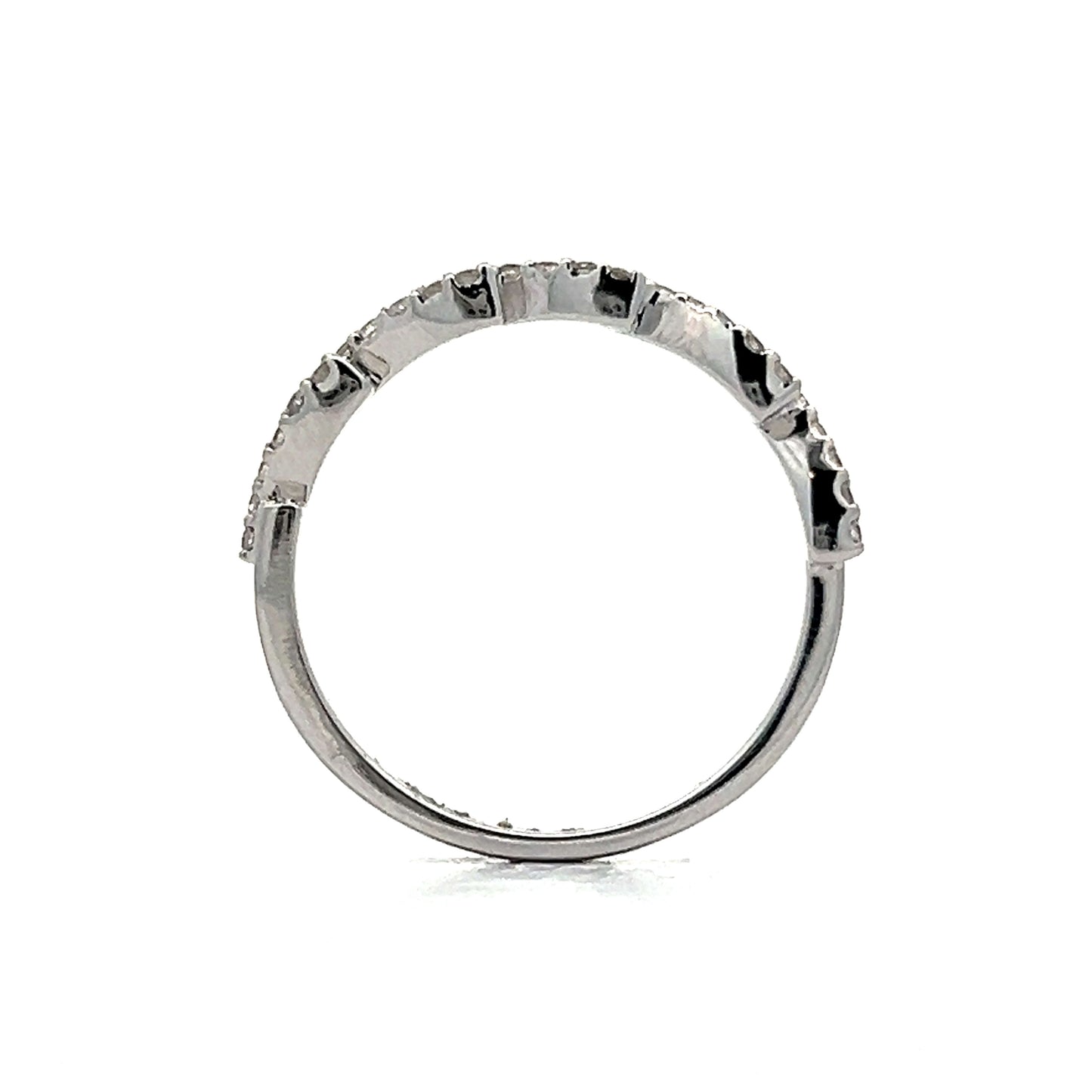 Wavy Diamond Wedding Band in White Gold 14k