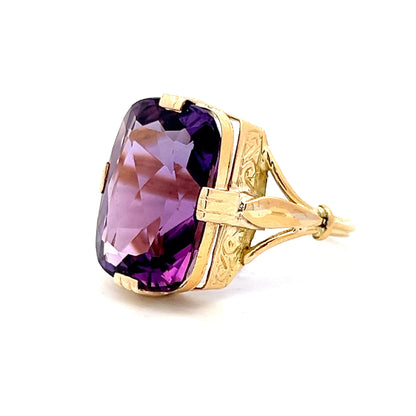 13.85 Vintage Amethyst Cocktail Ring in 18k Yellow Gold