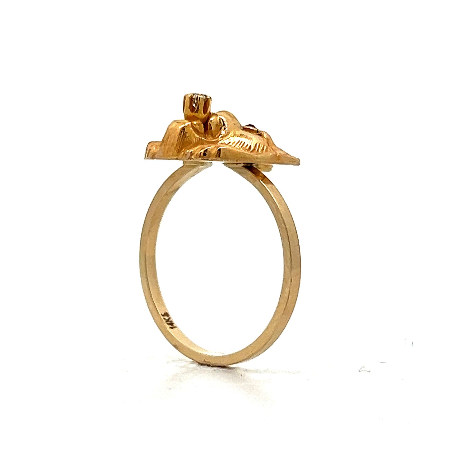 Antique Victorian Lions Head Ring in 14k Yellow Gold