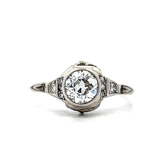 .82 Art Deco Bezel Diamond Bezel Engagement Ring in Platinum