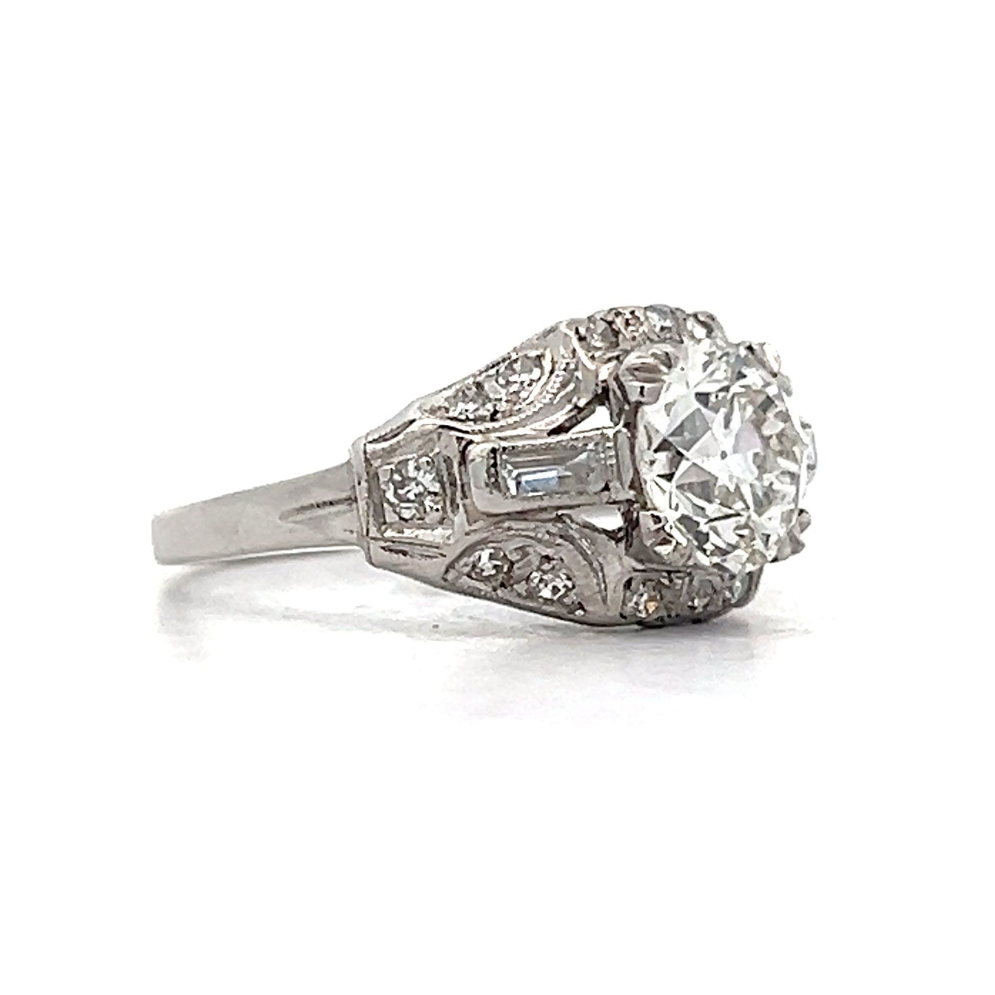 1.24 Vintage Deco Diamond Engagement Ring in Platinum