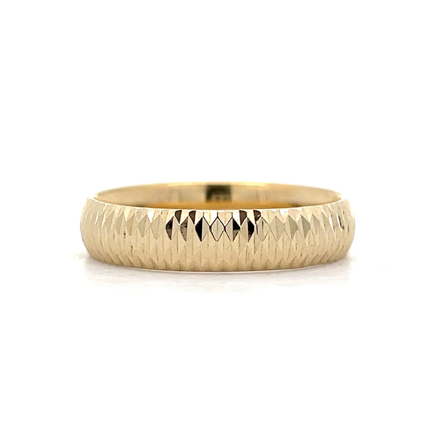 Mens Vintage Mid-Century Textured Wedding Band in Yellow Gold