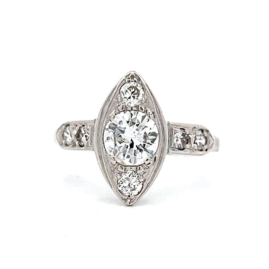 .76 Vintage Mid-Century Engagement Ring Platinum
