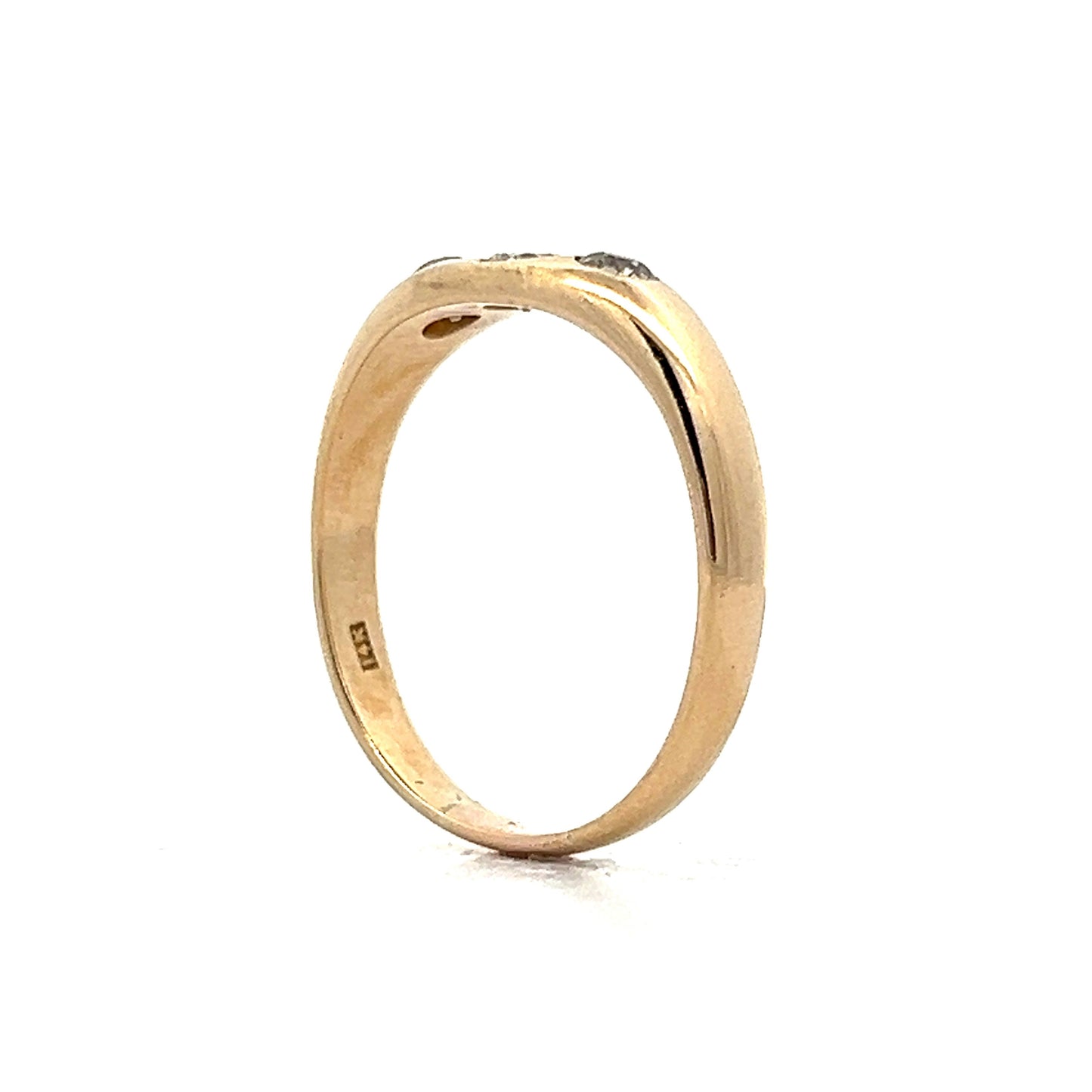 Victorian Mens Flush Set Diamond Three Stone Ring