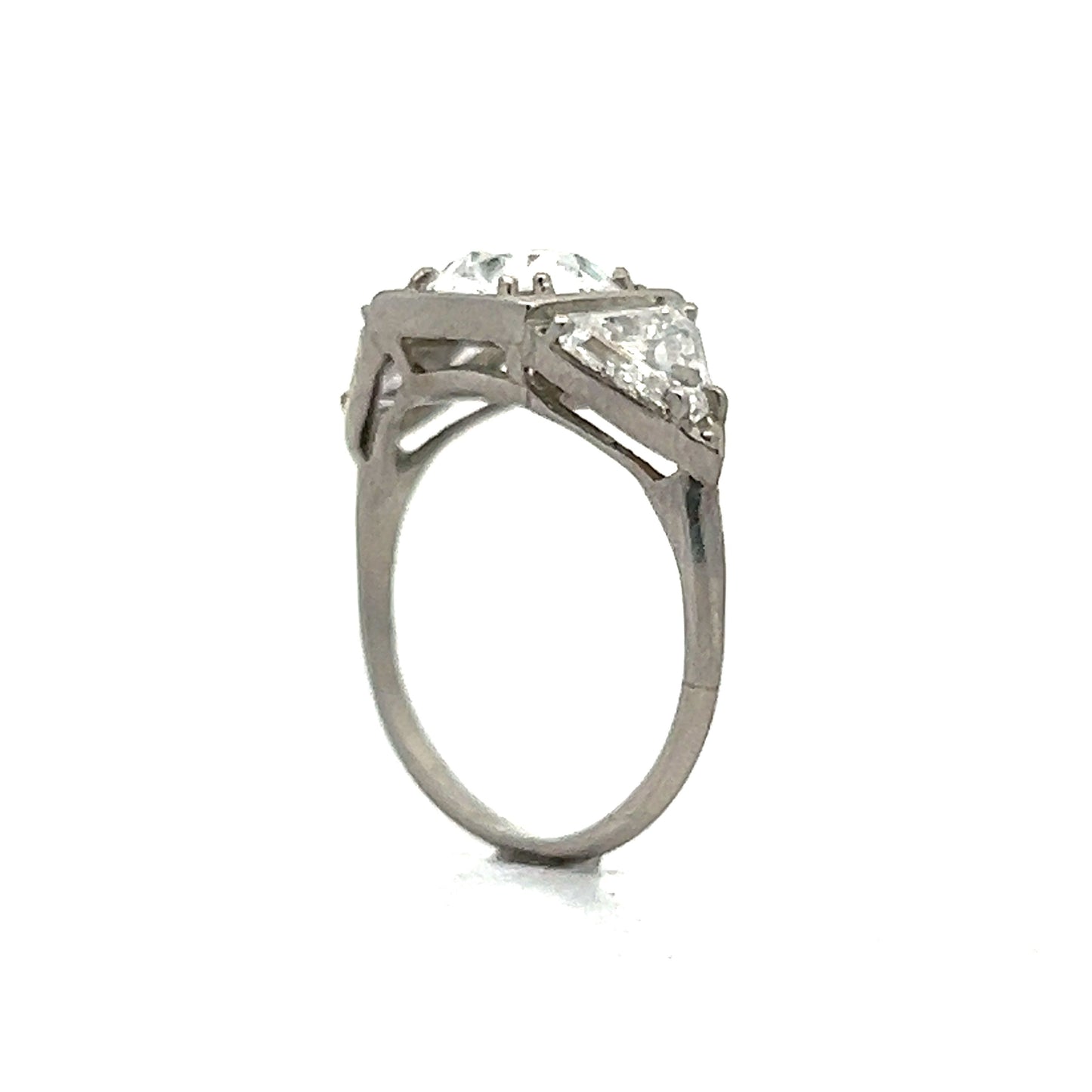1.28 Art Deco Three Stone Engagement Ring in Platinum