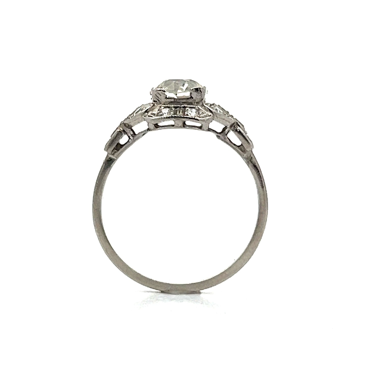 1.04 Art Deco Diamond Halo Engagement Ring in Platinum