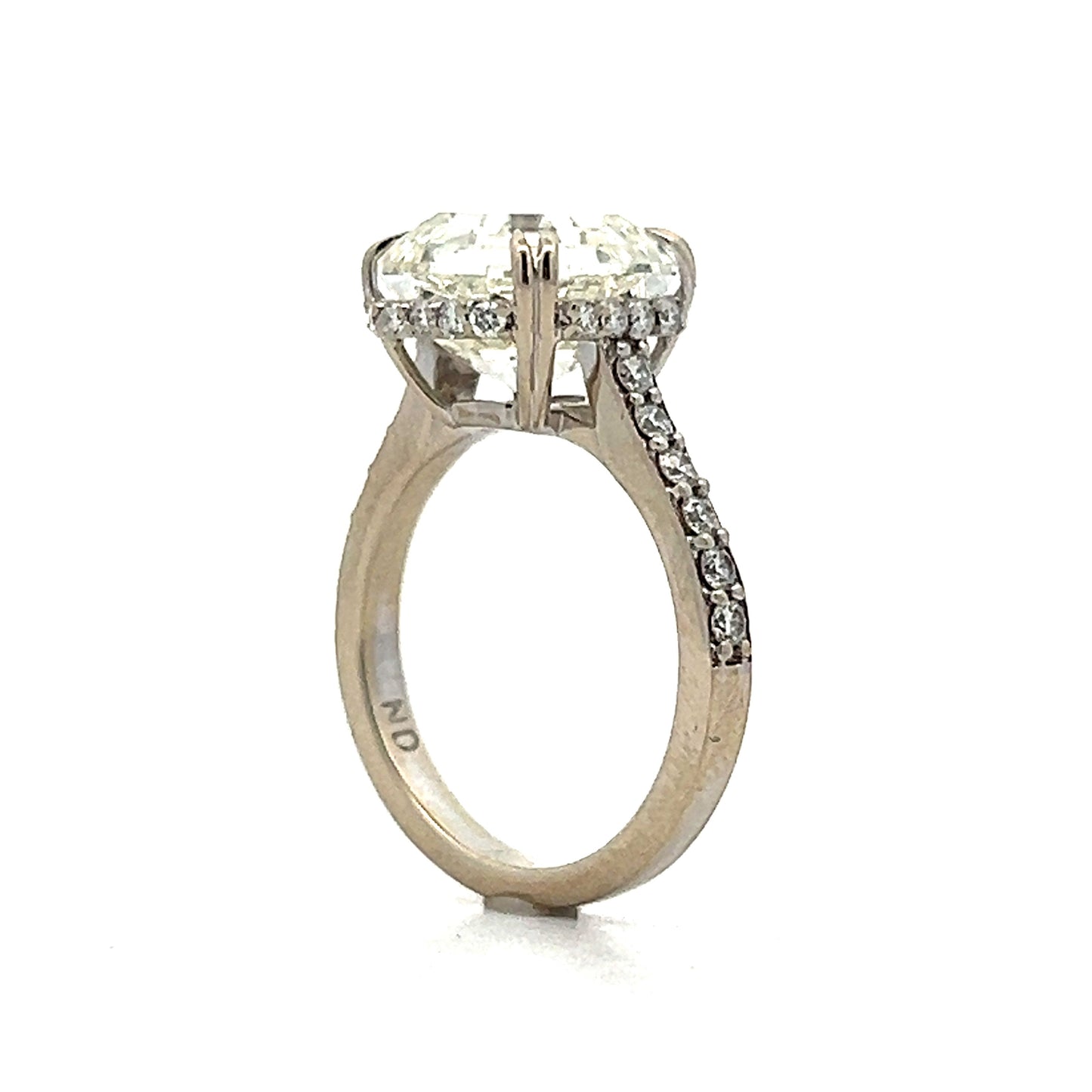 5.04 Asscher Cut Diamond Engagement Ring in White Gold
