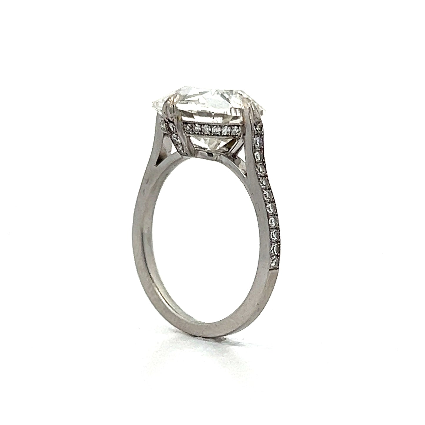 5.01 Antique Cushion Cut Diamond Engagement Ring in Platinum