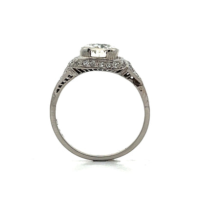 1.35 Art Deco Euro Diamond Engagement Ring in Platinum