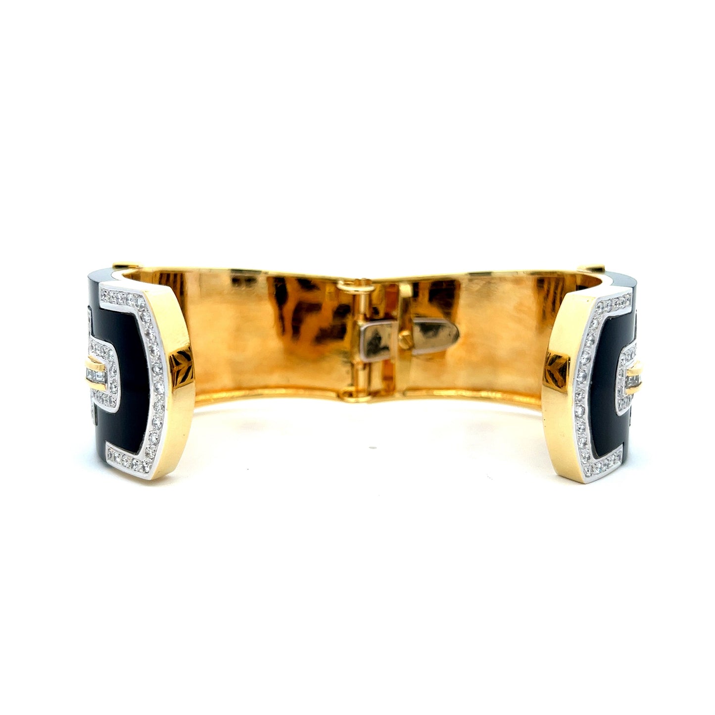 2.61 Vintage Diamond & Onyx Bracelet in Yellow Gold