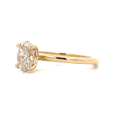 1.00 Oval Light Brown Diamond Engagement Ring in Yellow Gold