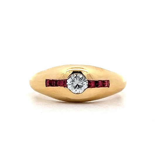 .20 Diamond & Ruby Ring in 18k Yellow Gold