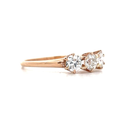 .82 Three Stone Diamond Engagement Ring in 10k Rose Gold