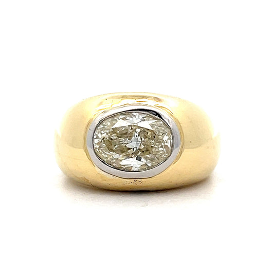 2.67 Oval Cut Diamond Cocktail Ring in 14k Yellow & White Gold