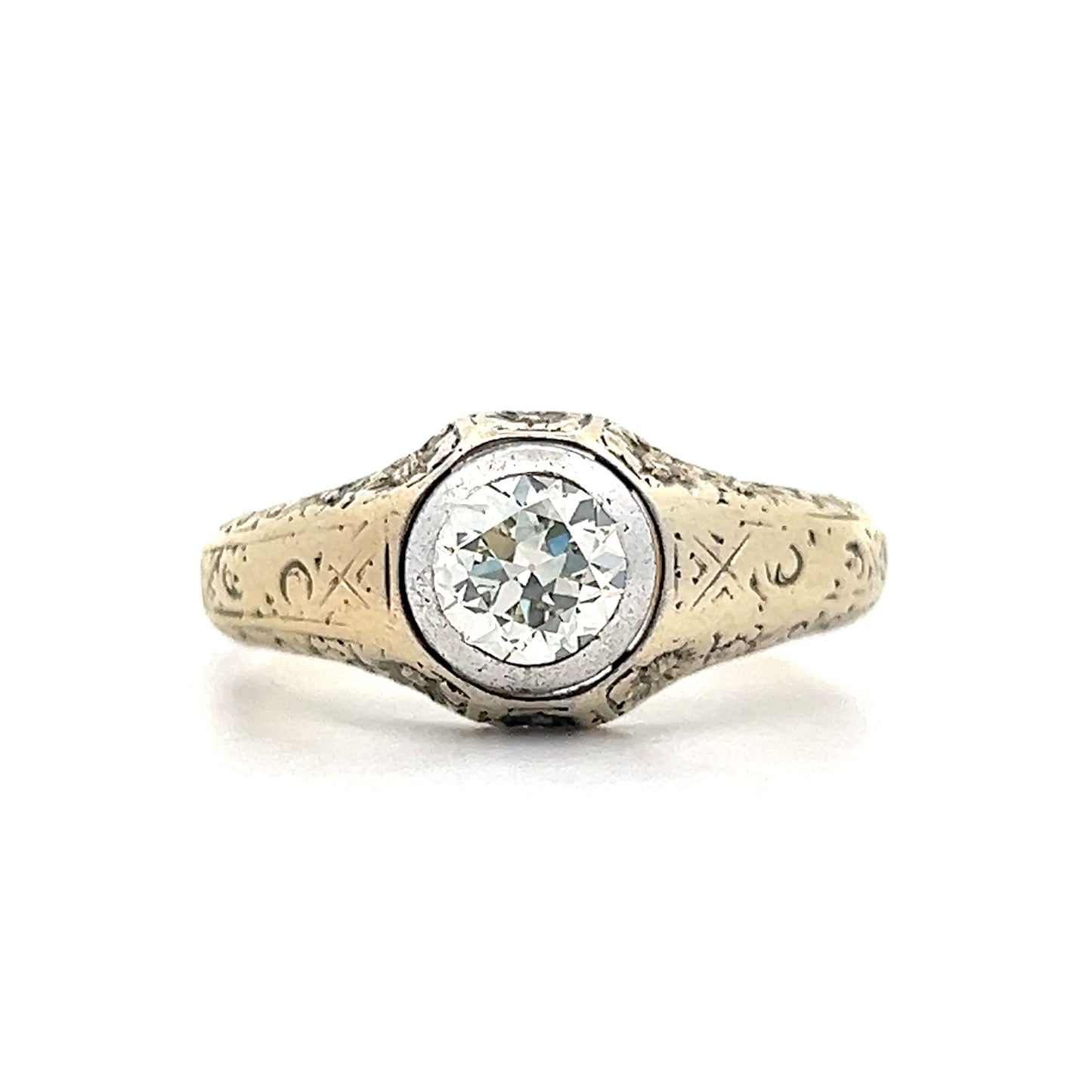 1.01 Art Deco Men's Diamond Ring in 14k Yellow Gold