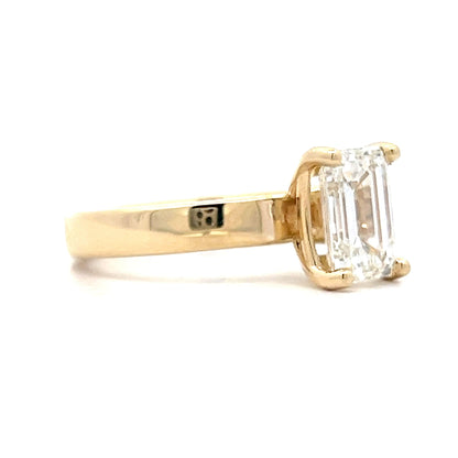 1.90 Emerald Cut Diamond Engagement Ring in Yellow Gold