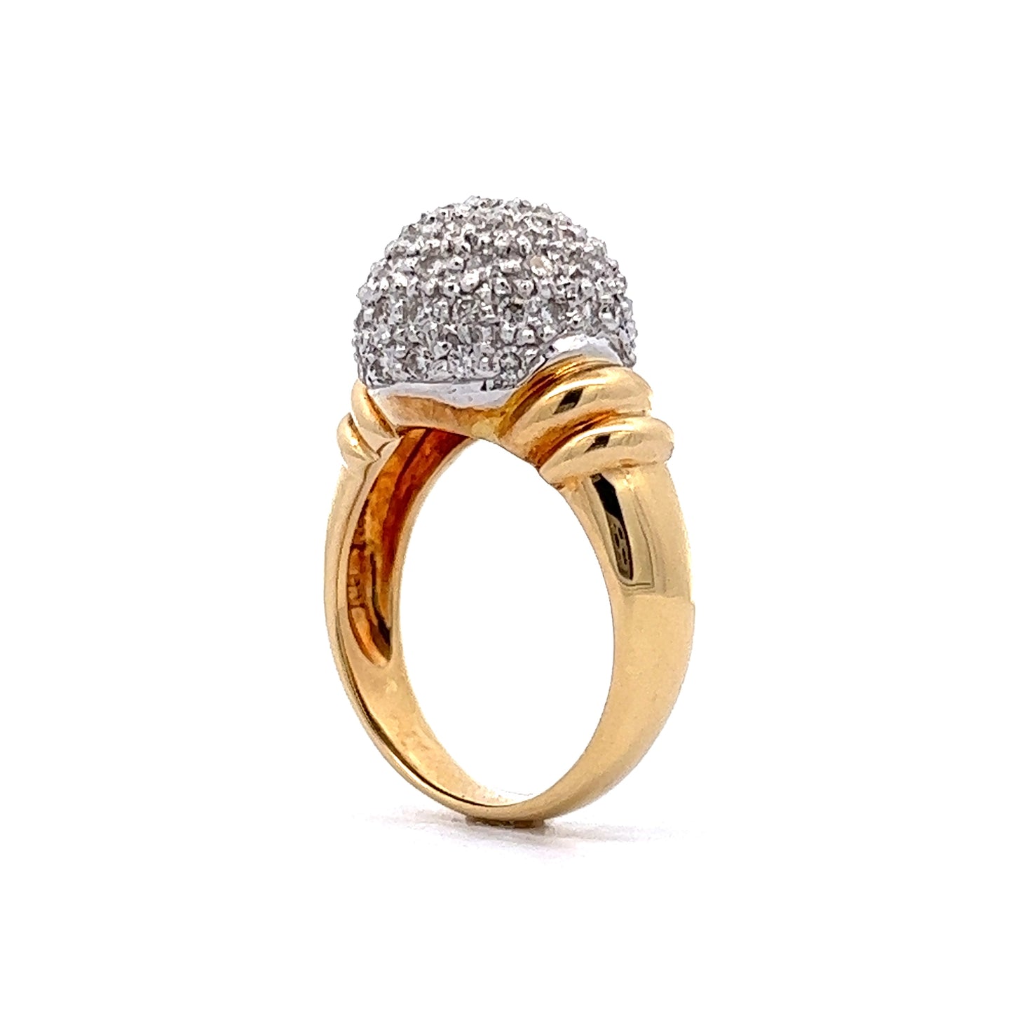 1.00 Diamond Pave Cocktail Ring in 18k Yellow & Platinum