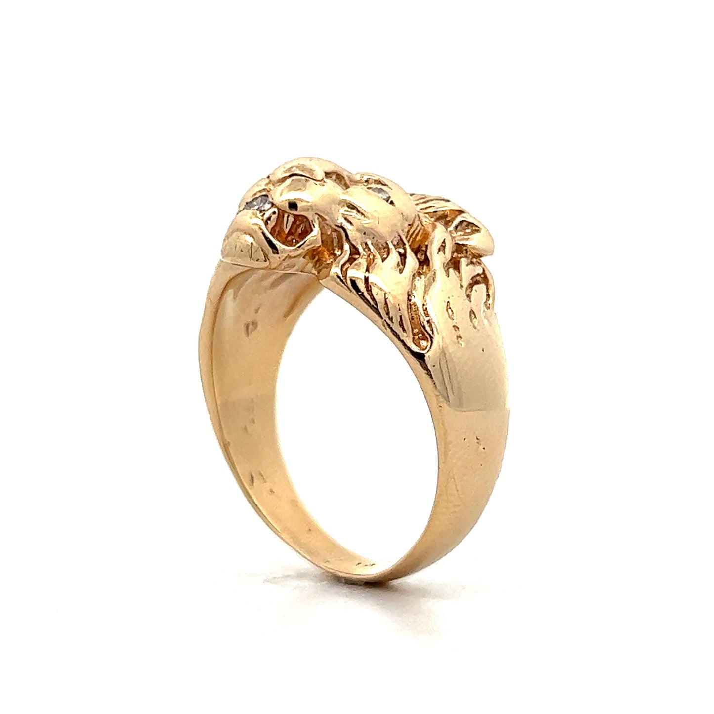 Vintage Mid-Century Lions Head in 14k Yellow Gold