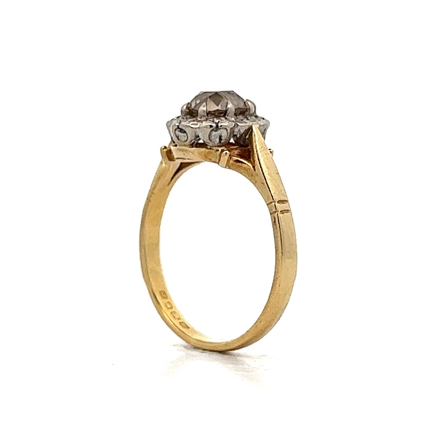 .86 Victorian Cognac Diamond Engagement Ring in 18k Yellow Gold