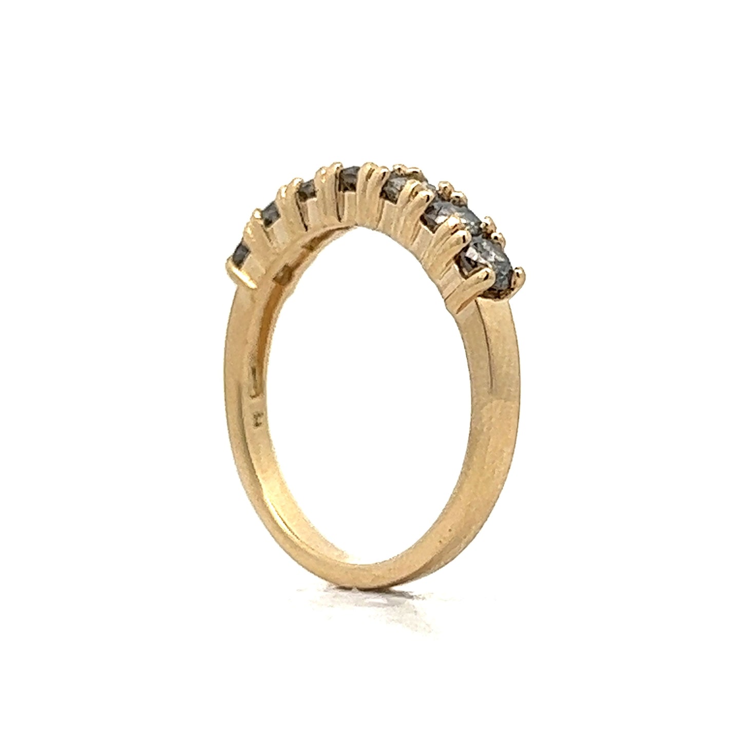 .98 Grey Diamond Wedding Band in 14k Yellow Gold
